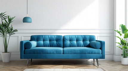 Modern blue fabric sofa