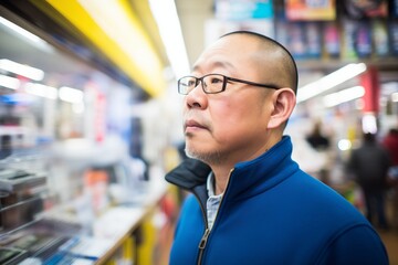 tourist at an akihabara electronics shop