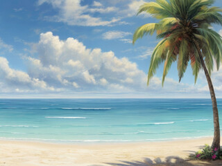 Expansive Tropical Paradise: A Panoramic Seascape with Vast Horizon, where Sky Meets Sea in Stunning Harmony