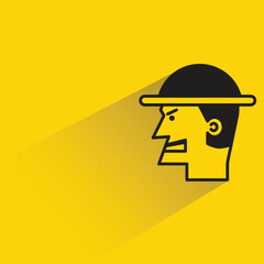 angry face icon with shadow on yellow background