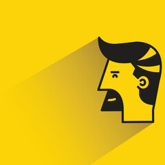 beard man avatar with shadow on yellow background