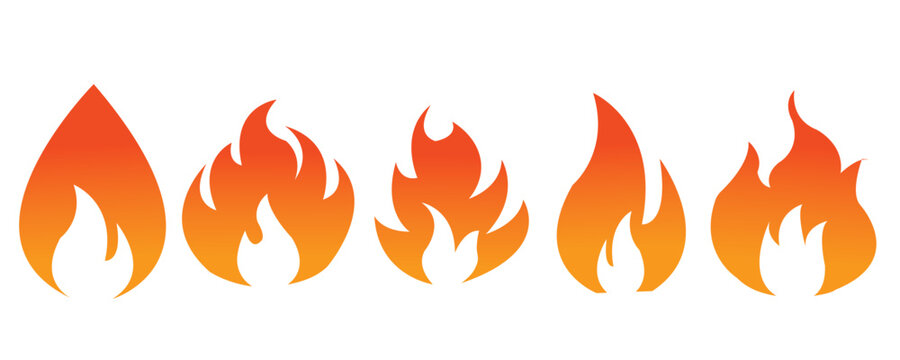 Fire icon collection. Fire flame logo design. Fire flame icon. Fire symbols.
