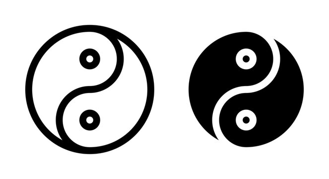 Overall Wellness Vector Illustration Set. Yin Yang Balance Sign suitable for apps and websites UI design style.