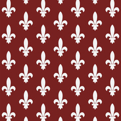 Fleur-de-lis seamless pattern isolated on dark red background