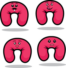 Collection of cute emoticon emoji. Doodle cartoon