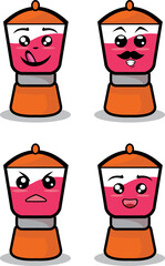 Collection of cute emoticon emoji. Doodle cartoon