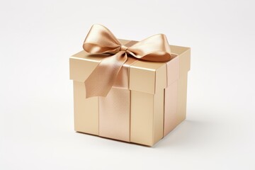Fototapeta premium Golden Gift Box with Satin Ribbon