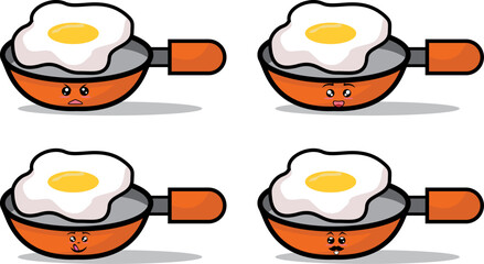 Collection of cute emoticon emoji. Doodle cartoon