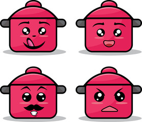 Collection of cute emoticon emoji. Doodle cartoon