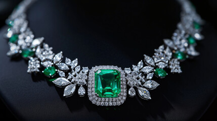 Princess cut emerald necklace