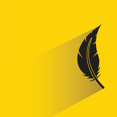 silhouette feather icon with shadow on yellow background