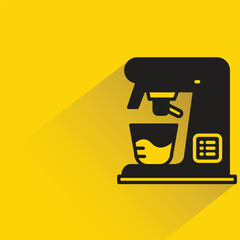 coffee machine icon with shadow on yellow background