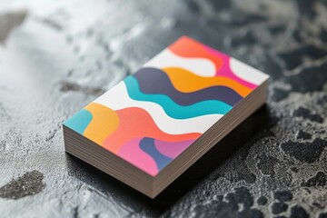 Colorful Business Cards on Textured Surface
