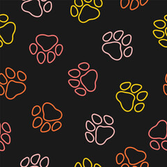 Fototapeta premium Seamless pattern with colorful outline paws