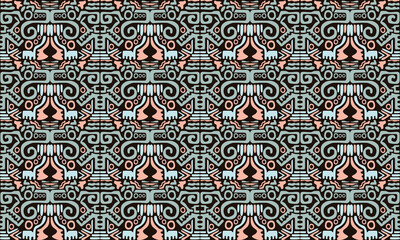 Hand drawn abstract seamless pattern, ethnic background.for clothing, fabric, background, wallpaper, wrapping, batik. knitwear, pixel pattern, embroidery style. tribal vector texture.