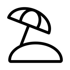 Beach icon in line style. Umbrella and beach