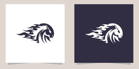 horse with fire logo design