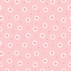 Pink seamless pattern with narutomaki fish cakes