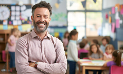Fototapeta premium Guiding the Future: A Teacher Among Students
