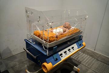 Model (robot) of a baby for practicing various skills at the Copernicus Science Center in Warsaw....