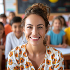 Obraz premium Guiding the Future: A Teacher Among Students