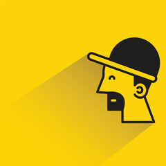 beard man icon with shadow on yellow background