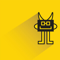 cute monster character with shadow on yellow background
