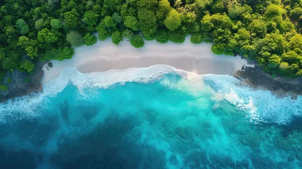 Poster Zanzibar Aerial view of the sandy beach of Indian Ocean Summer holiday in Zanzibar, Africa