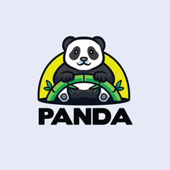 Panda logo cartoon mascot fruit vector illustration