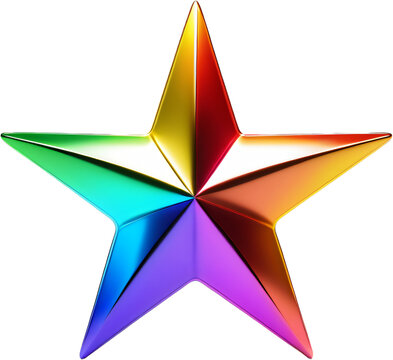 A 3D rainbow-colored large star
