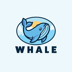 Whale logo cartoon mascot fruit vector illustration