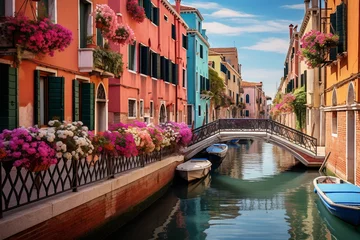 Tuinposter A Gondola and Bridge Creating a Memorable Venice Landscape © Alisha