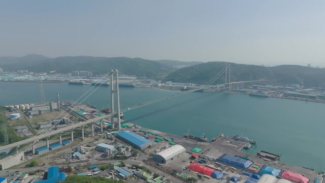 Aerial video of Ulsan Bridge