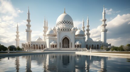 Fototapeta na wymiar Beautiful mosque and creepy weather Ramadan Kareem