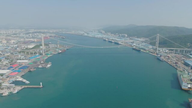 Aerial video of Ulsan Bridge