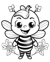 Bee Coloring Page, Ai generative