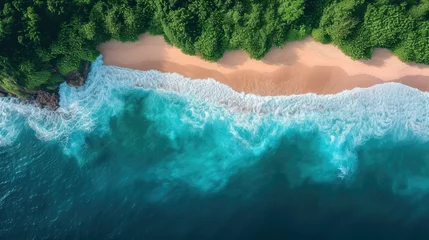 Stoff pro Meter Aerial view of the sandy beach of Indian Ocean Summer holiday in Zanzibar, Africa © STORYTELLER AI