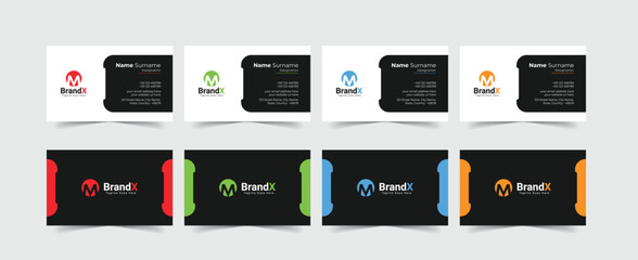 Vector multipurpose corporate business card template with blue, green, red, and orange colors, modern business card design template sets