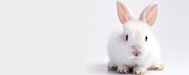 white rabbit on white background HD 8K wallpaper Stock Photographic Image