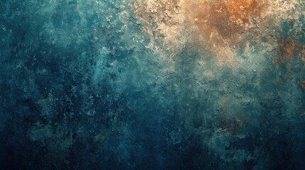 Abstract Textured Blue Wall With Ambient Lighting in a Dark Room