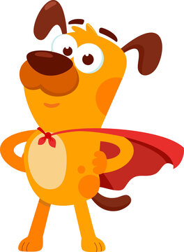 Super Hero Dog Cartoon Character. Illustration Isolated On Transparent Background