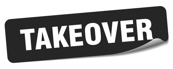 takeover sticker. takeover label