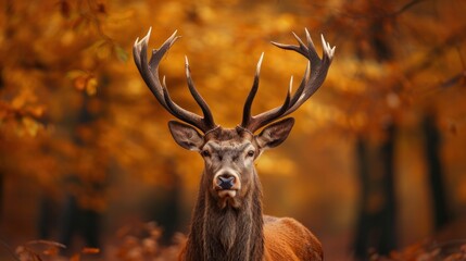 Portrait of majestic deer in Autumn Fall