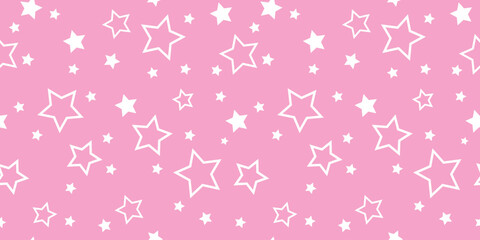 Striped pattern with a star. Pink texture Seamless vector stripes. Fabric for wrapping wallpaper. Textile sample. Abstract geometric background. bright pink simple design. barbie style 