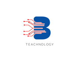 Modern Alphabet Latter B Technology Logo and Icon Victor Illustration Design.
