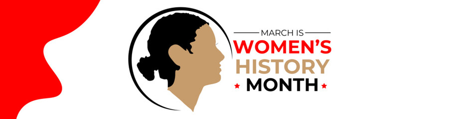 Women's History month is observed every year in March is an annual declared month that highlights the contributions of women to events in history. banner, poster, cover. Vector illustration