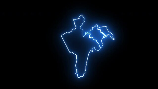 Animated map of Taguig in the Philippines with a glowing neon effect