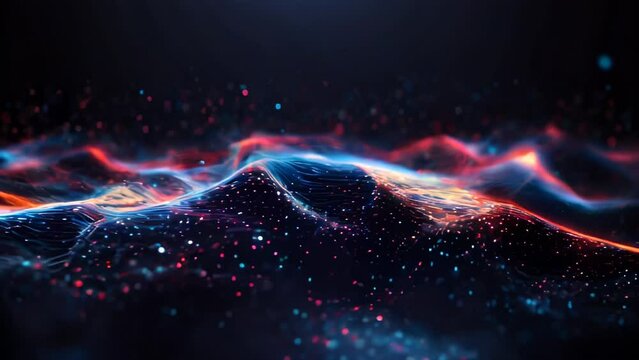 Abstract black background with shiny particles. AI