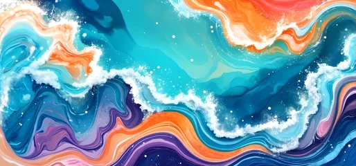 Poster Im Rahmen Minimal abstract waves in the ocean landscape background. Mountain background with watercolor texture . Arts design for prints, poster, cover, wall arts and home decoration © Govindan