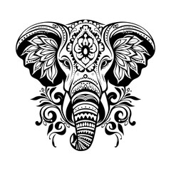 elephant svg, elephant png, elephant vector, mandala line art, mandala art, clipart, eps, vector, silhouette, vector, flower, floral, design, illustration, pattern, art, tattoo, black, decoration,